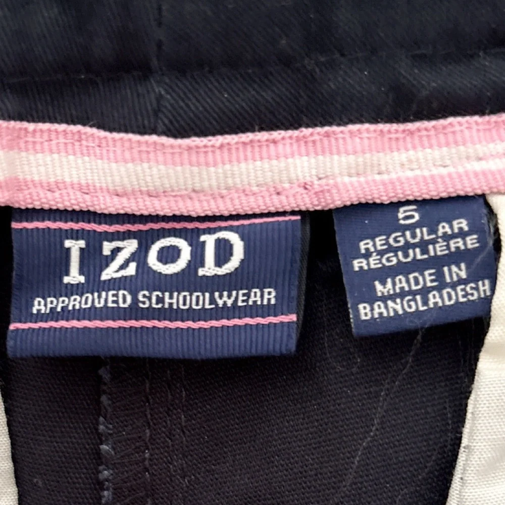 IZOD Approved School-wear Girls’ Stretch Uniform Pants Size 5 Regular, Navy, NWT